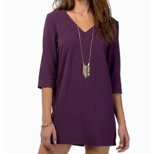 V Neck Purple Shift Dress - Size Small